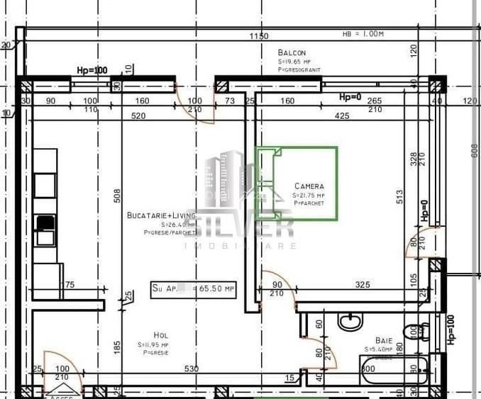 Apartament cu 2 camere/parcare/CF/65.5 mp/terasa 20 mp/Baciu.