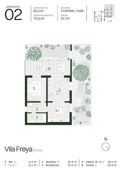 Apartament cu 2 camere în Paleu