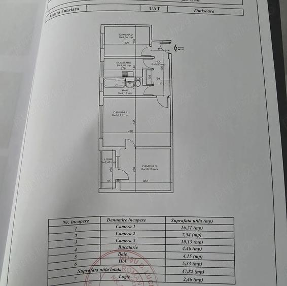 Apartament cu 3 camere semidecomandat în Șagului
