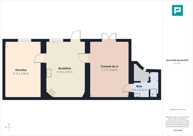 Apartament cu 2 camere în Ultracentral