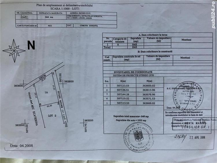 Teren de 1550 mp, în Potigrafu