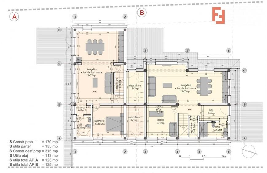 Duplex cu 5 camere cu Canalizare în Urseni
