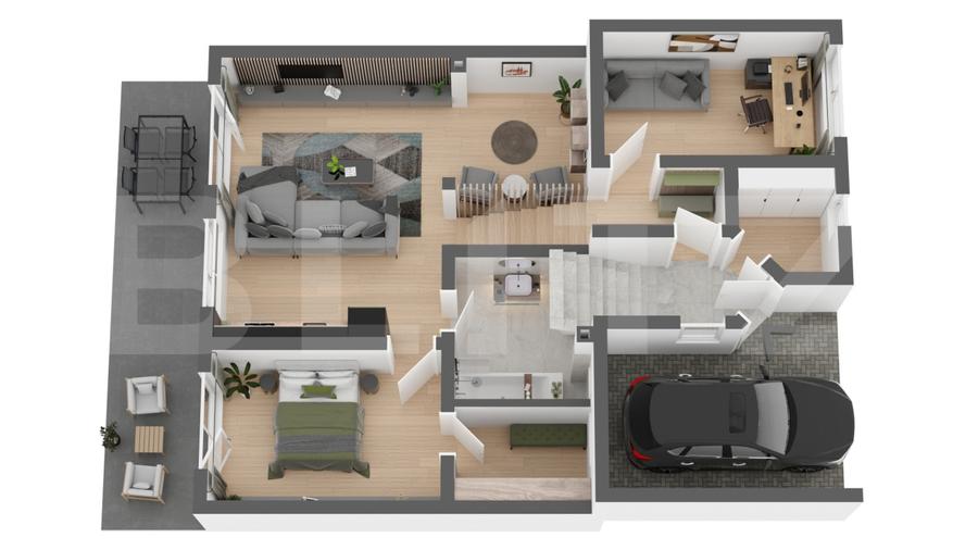 Pachet complet! Apartament spatios 68mp, cu 3 camere, dressing, garaj si gradina - 1