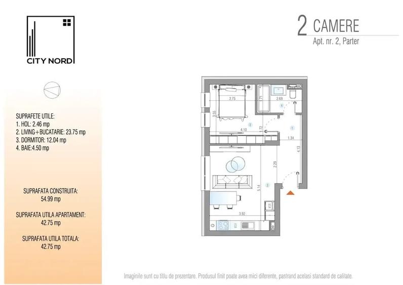 OFERTA ! Studio Dublu 42.7 mp, Caramida si incalzire pardoseala - 3