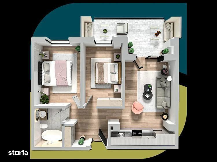 ESQ Village 3 Galata, apartament cu 3 camere, TIP 1, etaj 1 sau 2 - 2