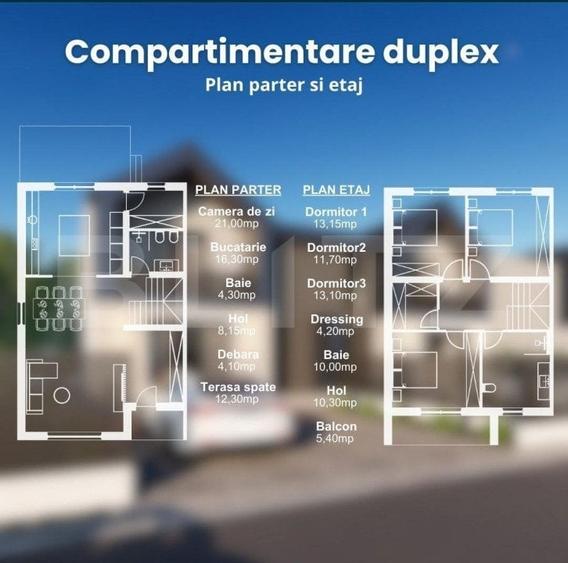 Duplex cu 4 camere cu Canalizare în Exterior Sud