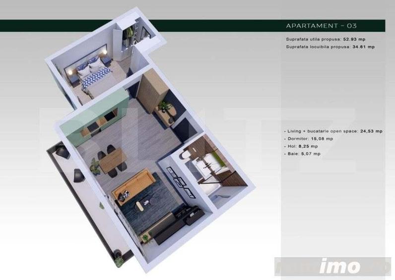 APARTAMENT 2 CAMERE 53MP CIARDA ROSIE - 1