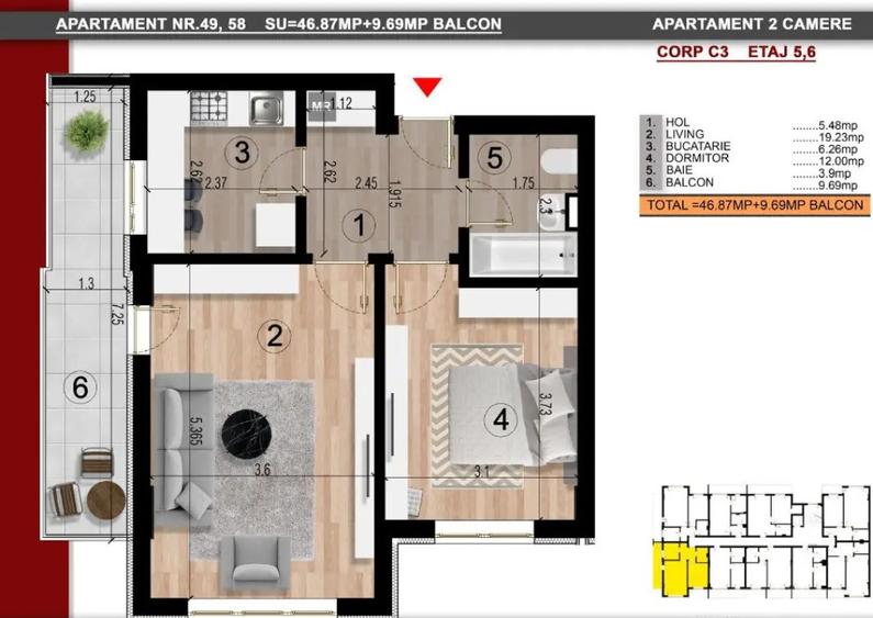 Apartament 2 camere, decomandat, metrou Berceni - 1