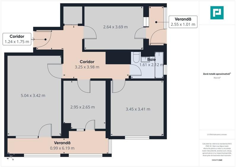 Apartament cu 3 camere decomandat în Rogerius