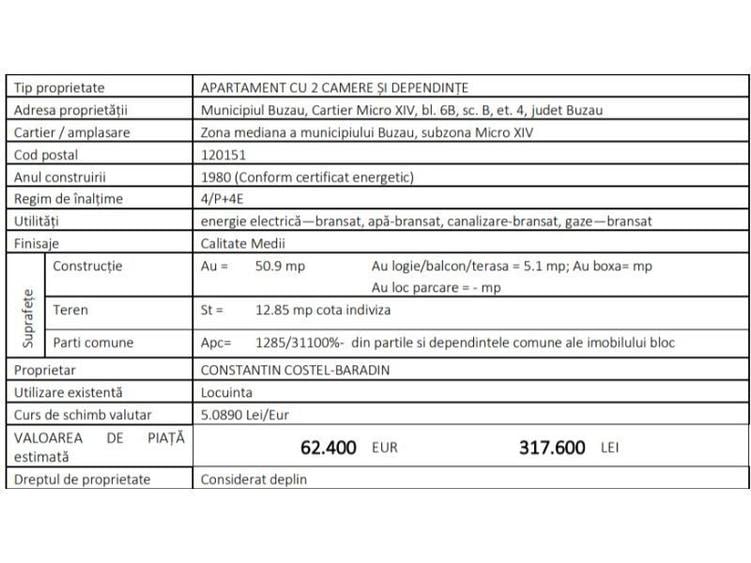 Apartament 2 camere, etaj 4, Buzau _ Licitatie 24 02 2026 - 1