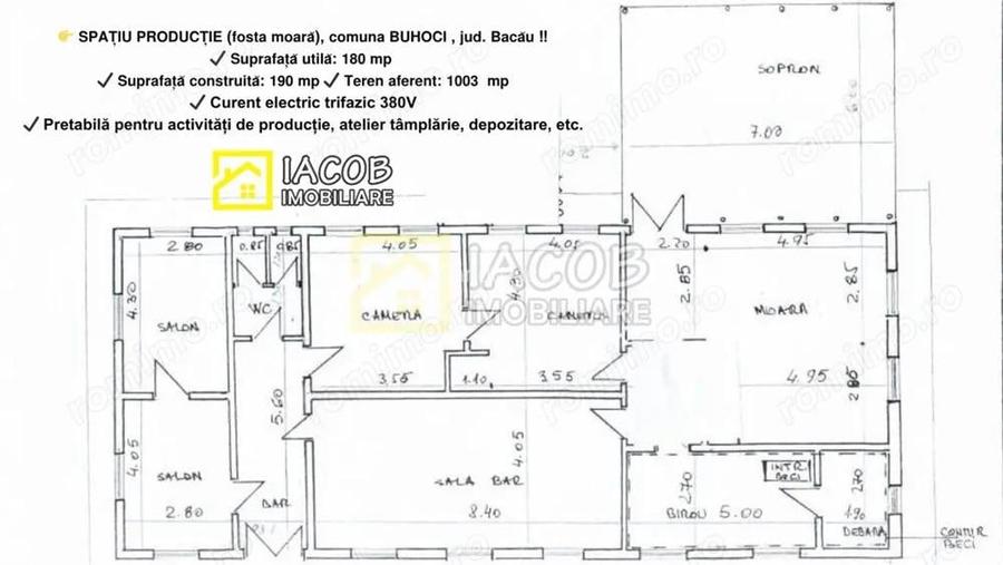 Spatiu productie (fosta moara) cu anexe, Buhoci, Bacau