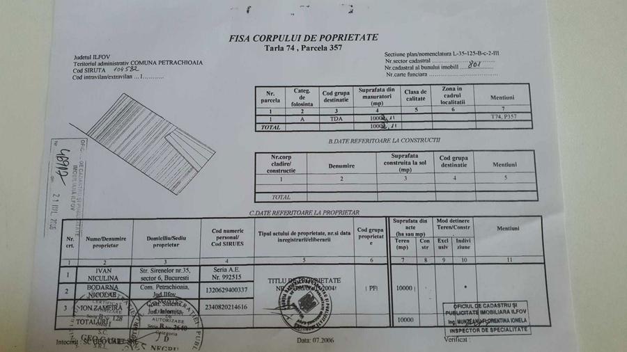 Oportunitate Petrachioaia Ilfov - 10.000 mp - 3.9 Euro/mp - Urgent - 5