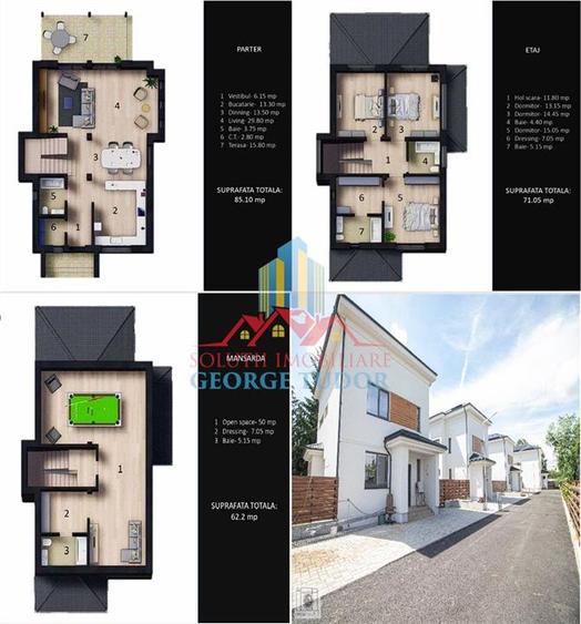 Vila P+1E+M 225 mp.utili, Soseaua Unirii,Corbeanca, NU se aplica TVA, 0%COMISION - 1