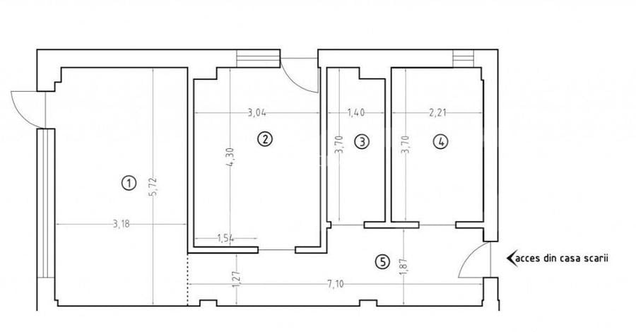 Apartament de vanzare, cu 2 camere, 55 mp, zona Veteranilor