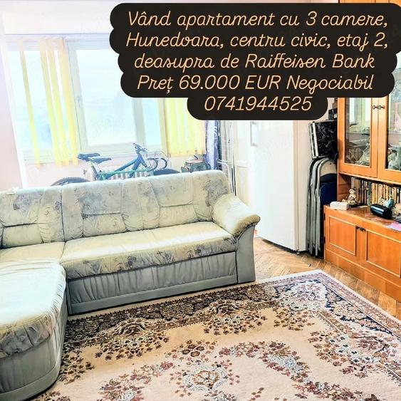 Apartament cu 3 camere decomandat în Central