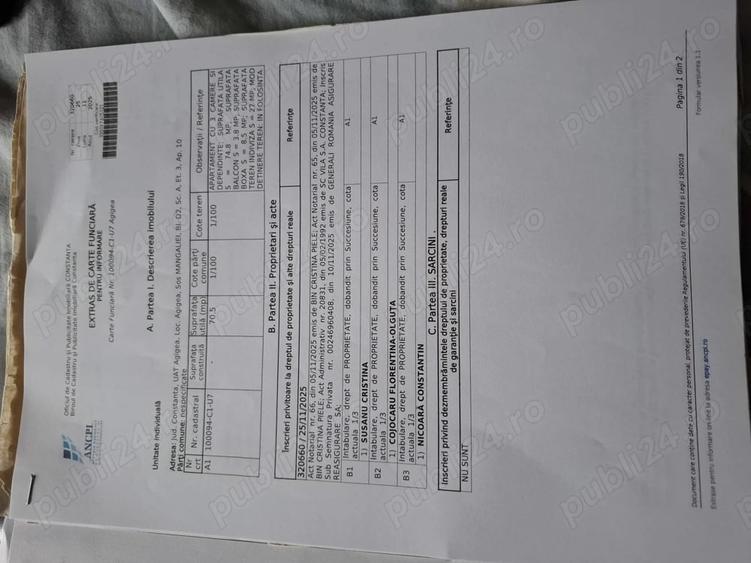 Apartament cu 3 camere decomandat în Agigea