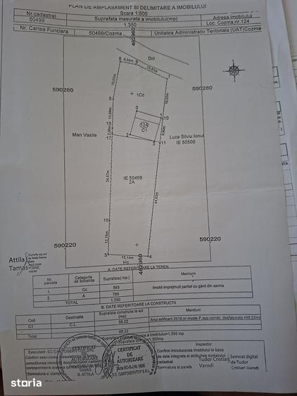 Casă cu 2 camere cu Teren 1350 Mp în Cozma