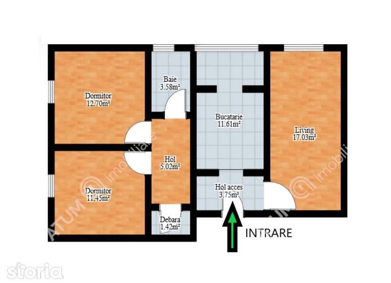 Apartament 3 camere balcon etaj 1 zona Vasile Aaron din Sibiu - 7