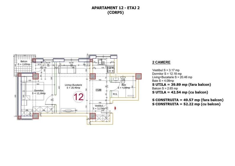 Apartament cu 2 camere în Central