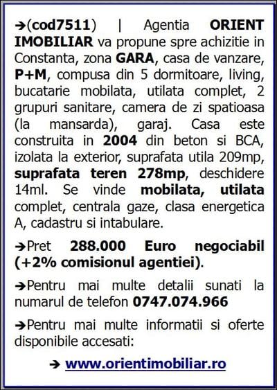 Gara, casa P+M de vanzare, 6 camere, mobilata, Constanta - 10