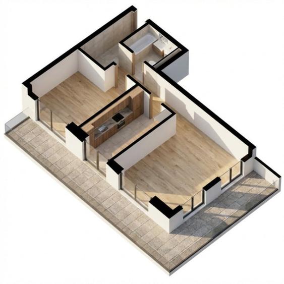 OPORTUNITATE! Ansamblu NZEB! 2 Camere si terasa, Dambul-Rotu - 1
