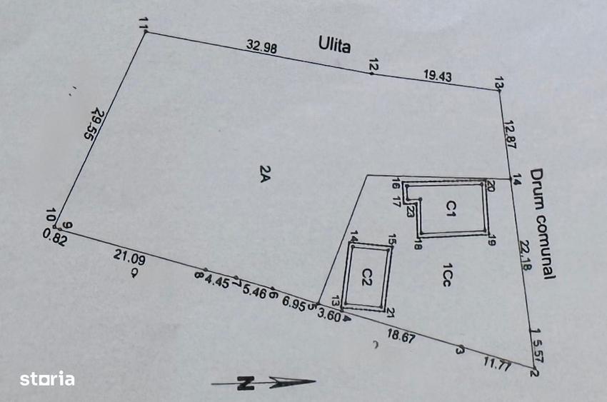 Casă cu 2 camere cu Teren 2040 Mp în Siminicea