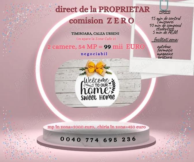 proprietar, vand apt 2 camere-calea urseni=99 mii euro, neg - 1