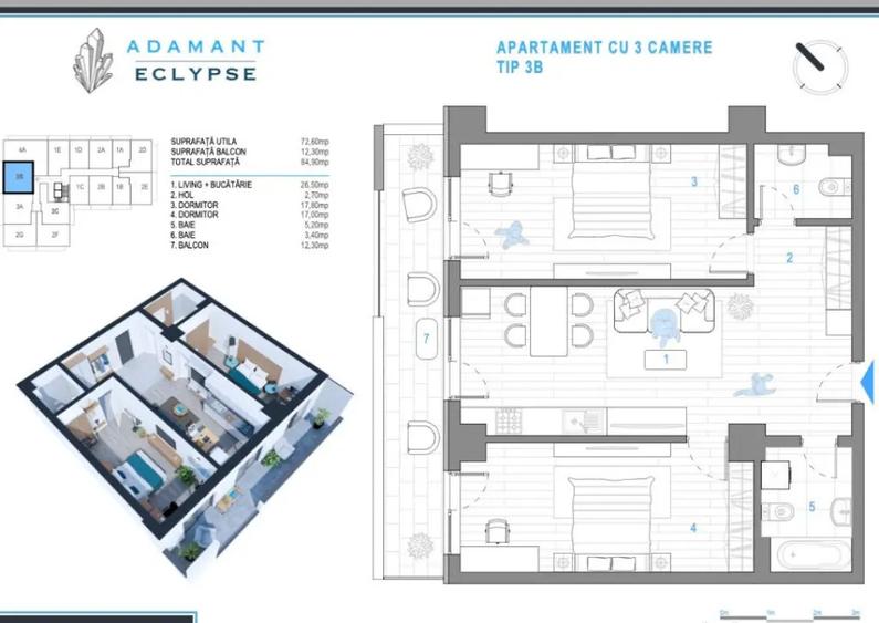 ADAMANT ECLYPSE | 3 camere openspace | 3B ~ 85mp, CUG-BRD Iasi - 4