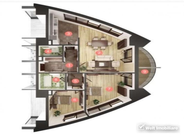 Apartament spatios cu 3 camere, bloc nou, cu priveliste - 4