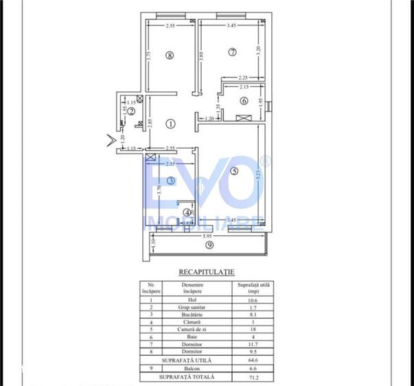 Apartament de vanzare, 3 camere, decomandat, etaj 2Apartament de vanza - 1