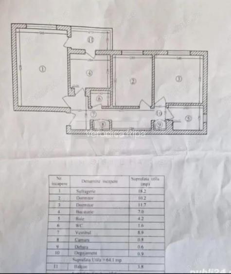 Apartament 3 camere, decomandat, 68mp/Gorjului