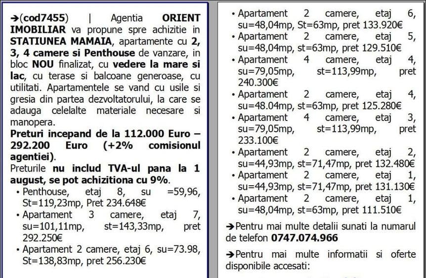 Statiunea Mamaia, apartamente 2 camere bloc NOU, vedere la mare si lac - 3
