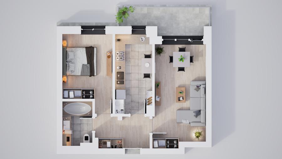 Apartament 2 camere cu incalzire in pardoseala si zone verzi - 4