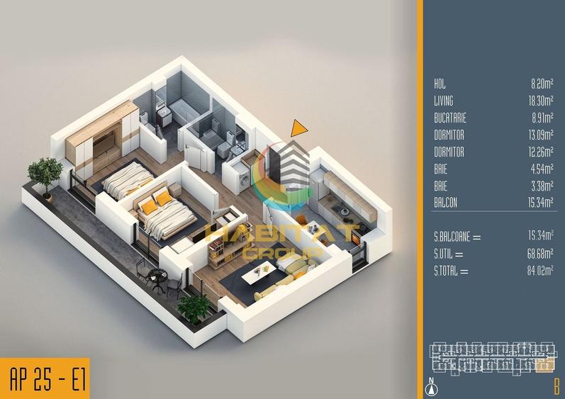 Apartament cu 3 camere decomandat în Theodor Pallady