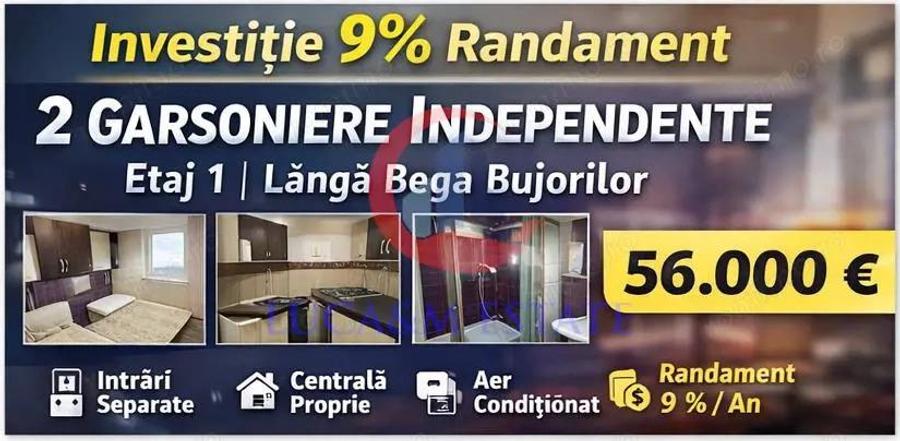 Investi #539;ie sigura 2 garsoniere independente Etaj 1 l #226;ng #259; Bega Bujorilor - 1