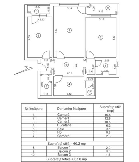 Apartament 3 camere Micro 38 - 1