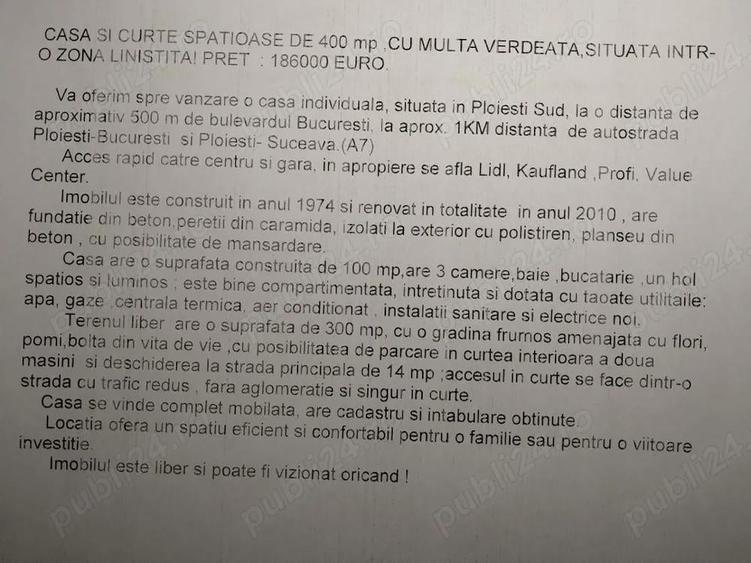 Vand casa si curte spatioase de 400 mp, cu multa verdeata,situate intr-o zona linistita! - 7