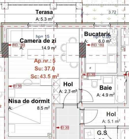 Apartament 1 camera, 37 mp, zona Manastur - Metro/Amethyst - 3