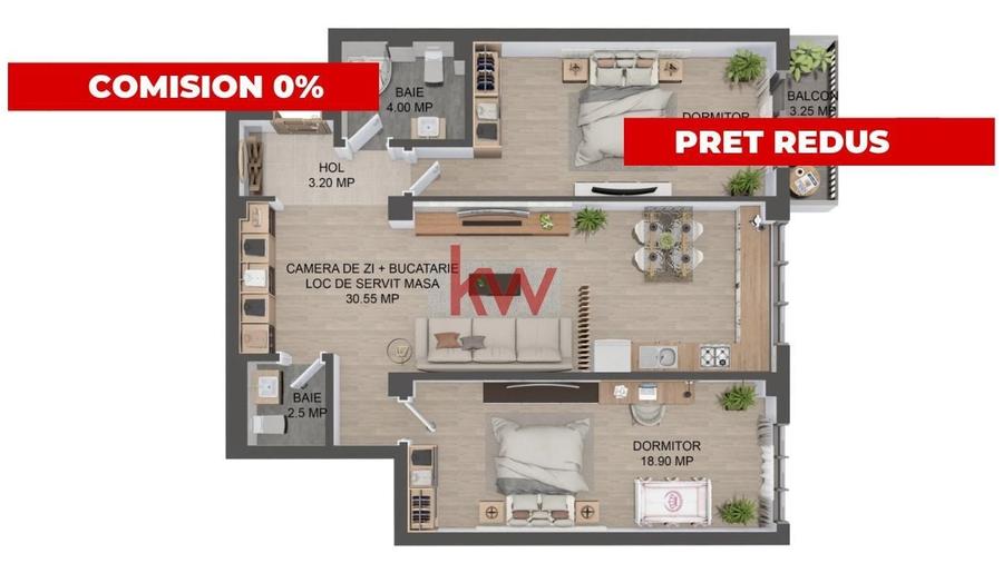 Apartament cu 3 camere în Valea Lupului