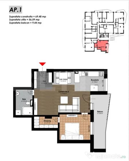 Apartament cu 2 camere semidecomandat în Central