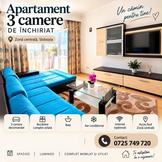 Apartament cu 3 camere decomandat în Exterior Vest