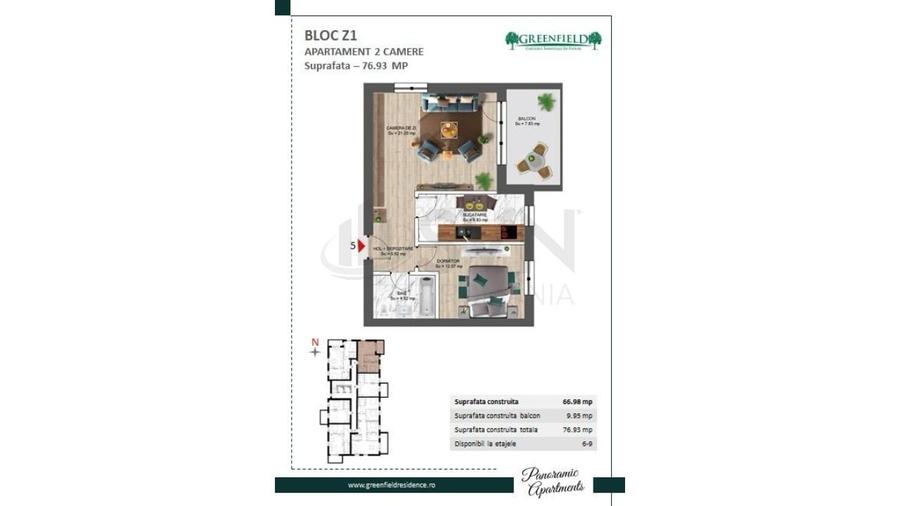 REA1021288 Apartament superb - vedere totala catre padure - 13