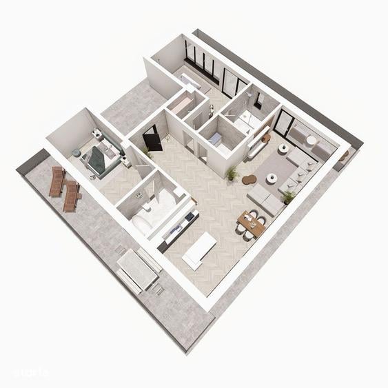 Apartament cu 3 camere, 2 locuri de parcare ?i terasa 60 mp - 1