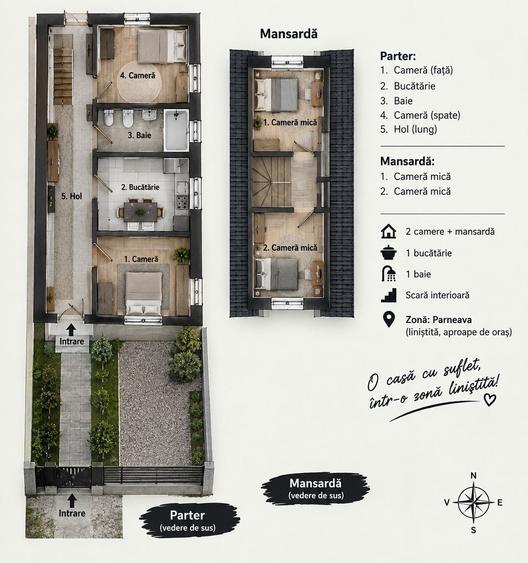 Apartament cu 4 camere decomandat în Pârneava