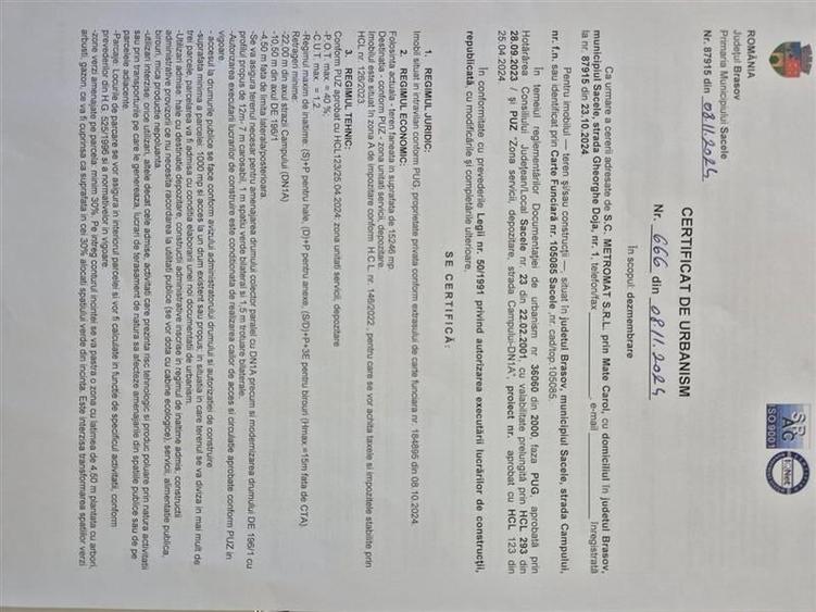 Teren Industrial, Centura Sacele, PUZ - 8