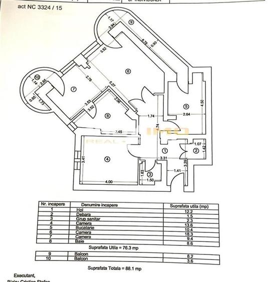 Apartament 3 camere, su.88mp.decomandat, CF.0, - Gara BCR - 2