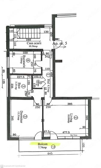 Apartament cu 2 camere decomandat în Borhanci