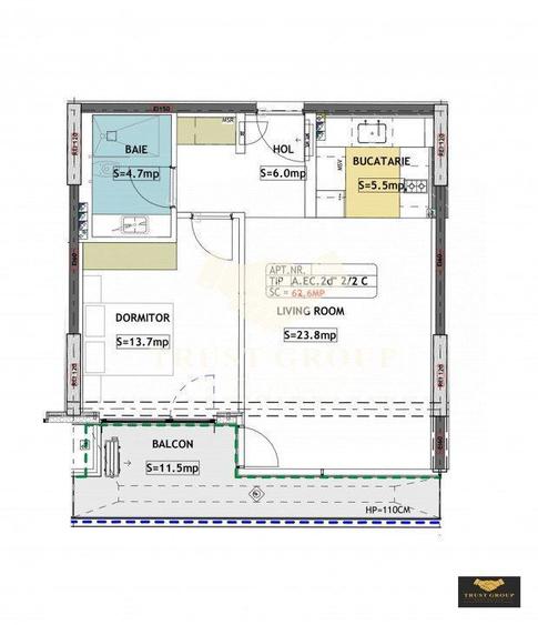 Apartament cu 2 camere decomandat în Tei
