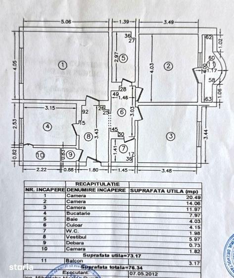 Apartament cu 3 camere decomandat în Tei