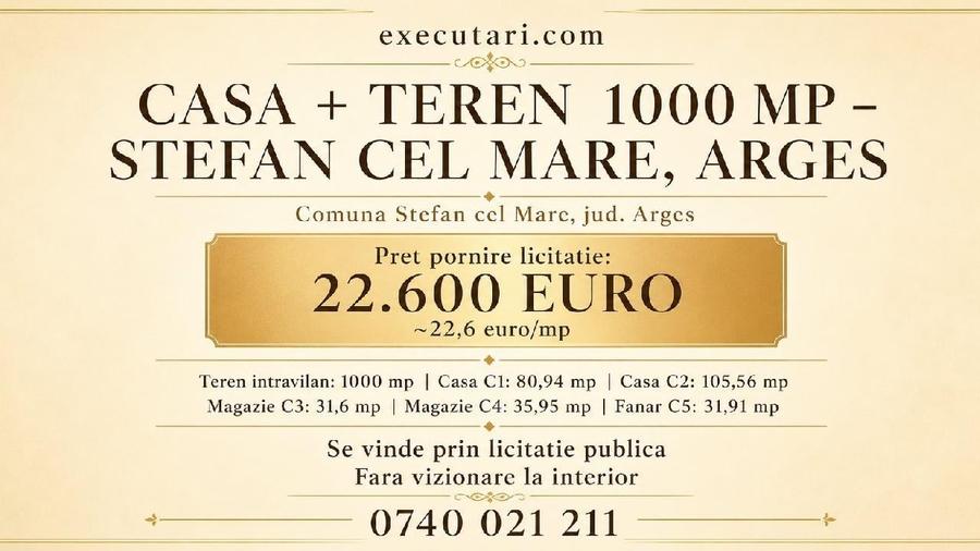 Casă individuală cu 4 camere cu Teren 1000 Mp în Ștefan cel Mare